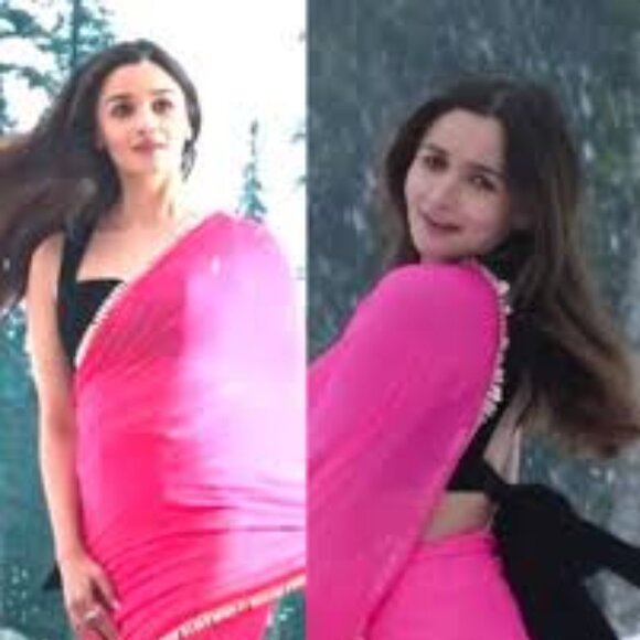Hot Pink Glamours Saree - Picture 1 of 4